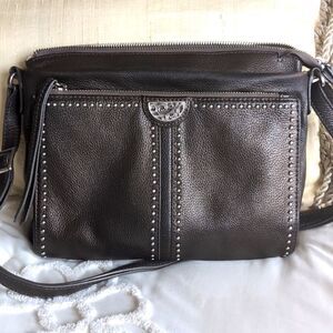 Brighton Jagger Crossbody City Organizer Bronze Leather